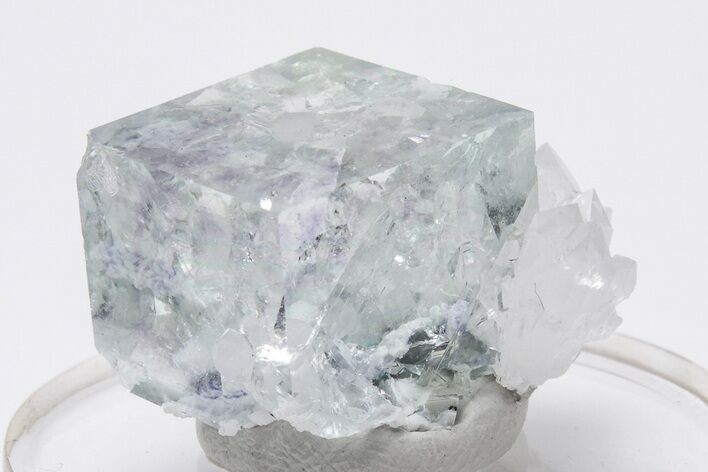 Purple & Green Cubic Fluorite Crystal with Quartz - China #205597